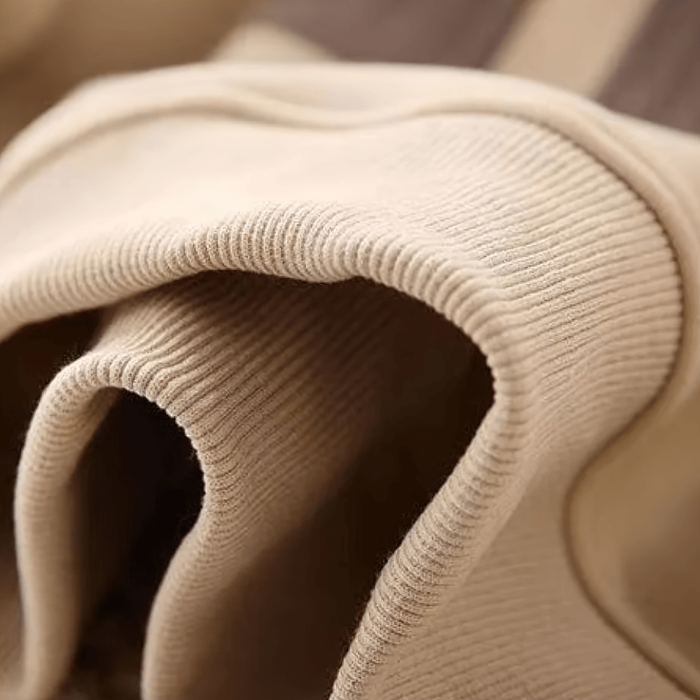 Close-up of Casual Fleece Sweatshirt with Letter Print - SF3533 showcasing soft fabric and ribbed design.