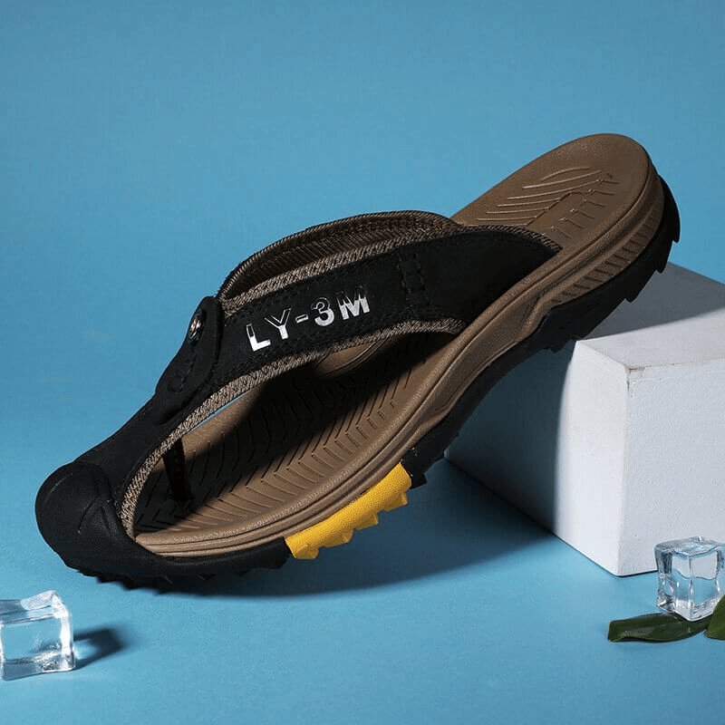 Lässige, rutschfeste Flip-Flops aus echtem Leder für Herren – SF1068 
