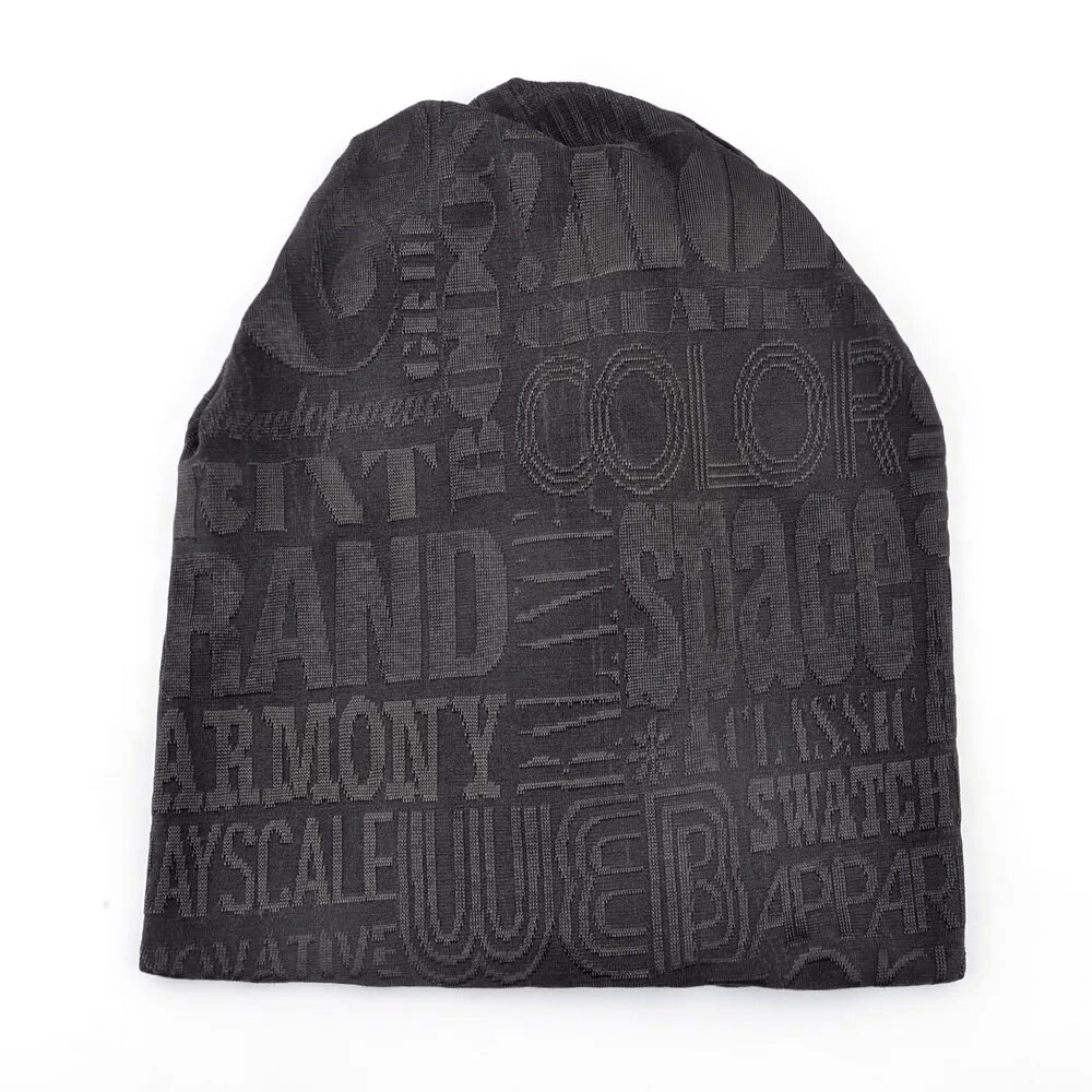 Lässige Schal-Mütze mit gestrickten Buchstaben und Blumenmuster – SF1694 