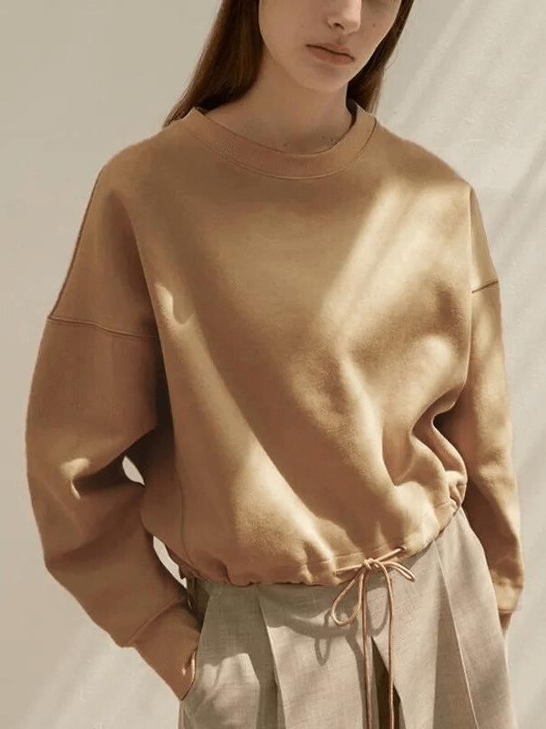 Casual solid women's hoodie with O-Neck, 100% cotton, loose fit, drawstring detail for style and comfort - SF1604