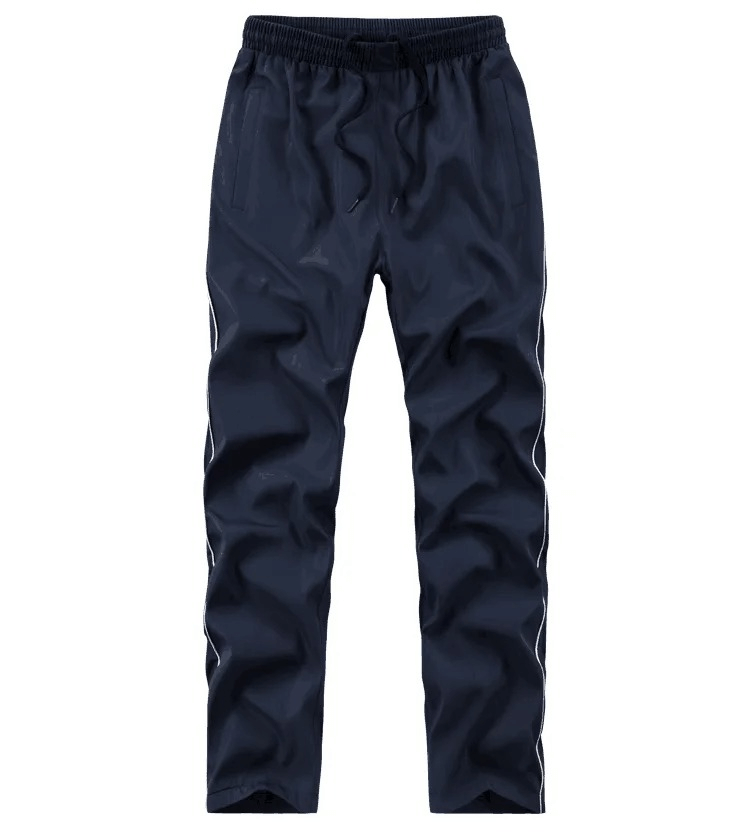 Men's navy blue sports track pants with elastic waist and drawstring, part of the Casual Track Long Sleeves Zippered Suit - SF2034