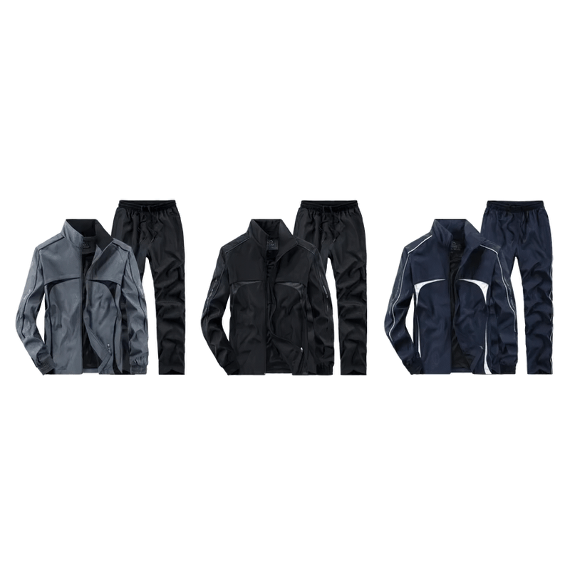 Men's Casual Track Suit with Long Sleeves and Zipper, featuring Mandarin Collar and Elastic Waist Pants in Multiple Colors, SF2034.