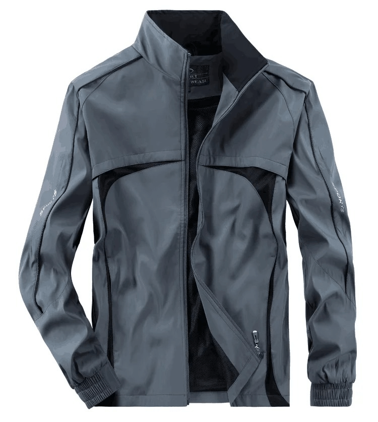 Men's Casual Track Jacket SF2034 - Full-sleeve zippered, mandarin collar with printed detail, spring/autumn sportswear.
