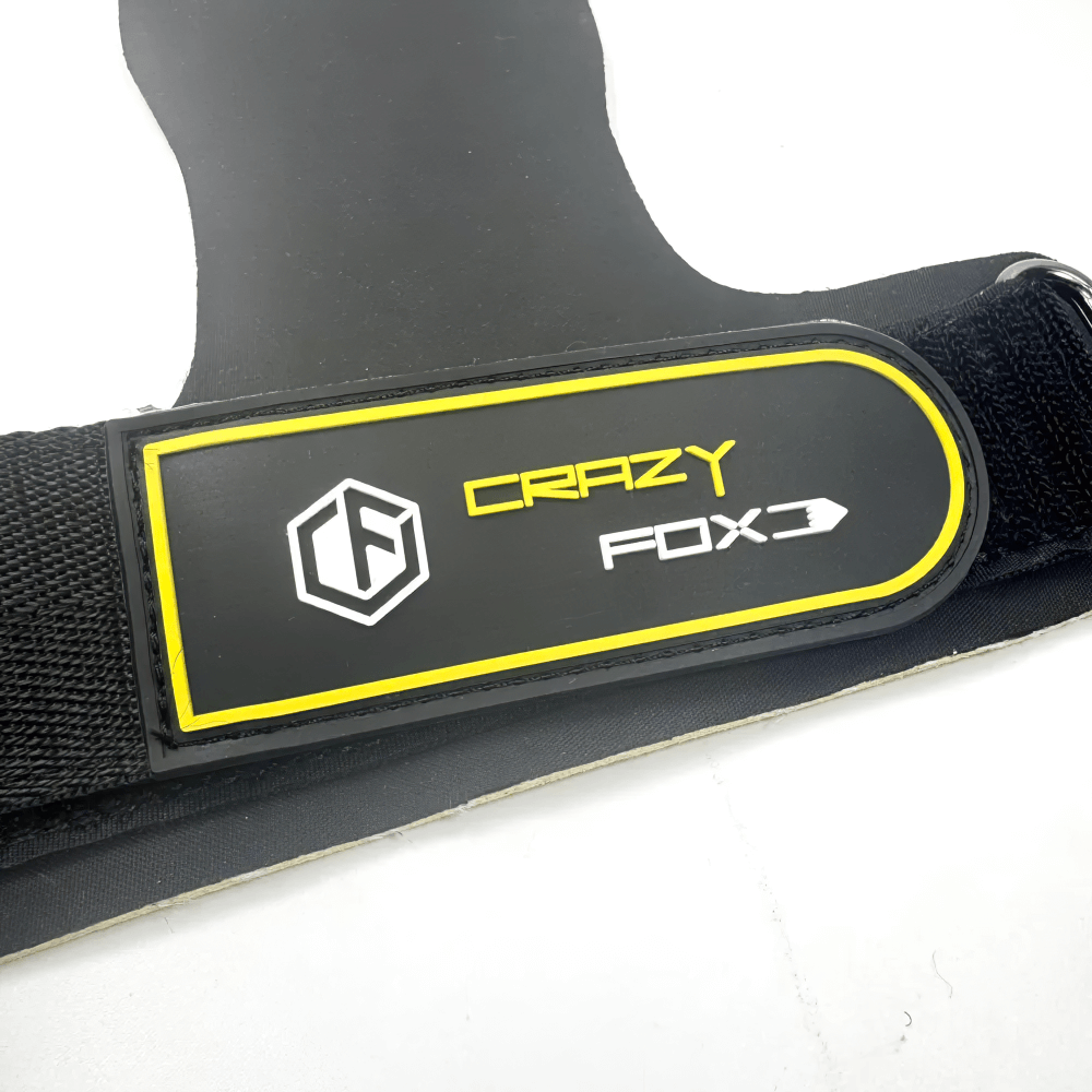 Close-up of Chalk Grips for Weightlifting and CrossFit Training - SF3504 with durable wrist strap and Velcro closure.