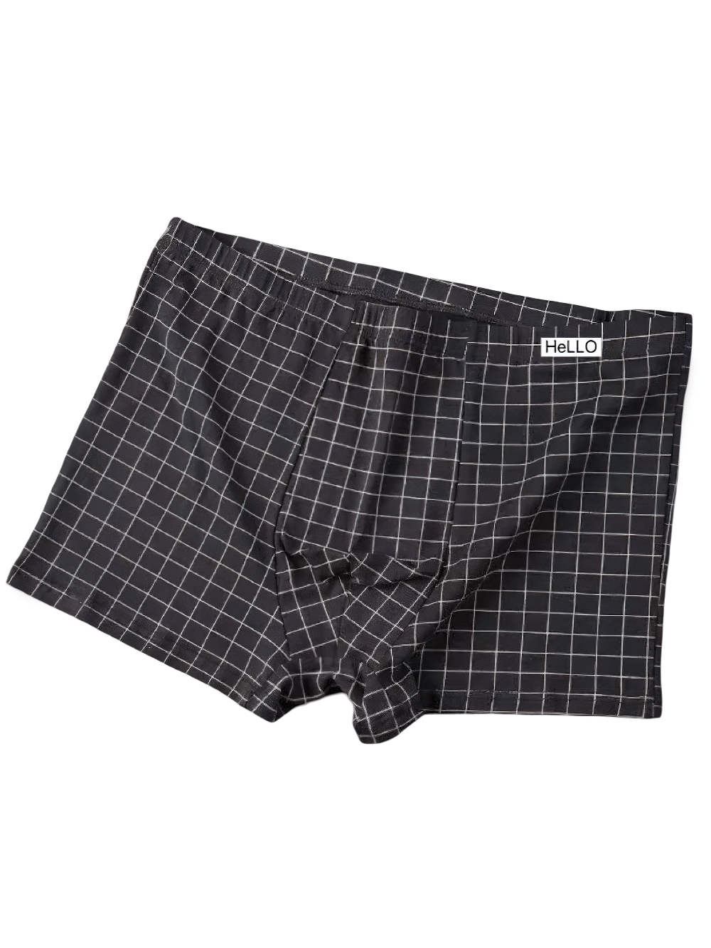 Checked Male Boxers with Everyday Stretch Fit - SF4673 in black plaid pattern for comfort and style.