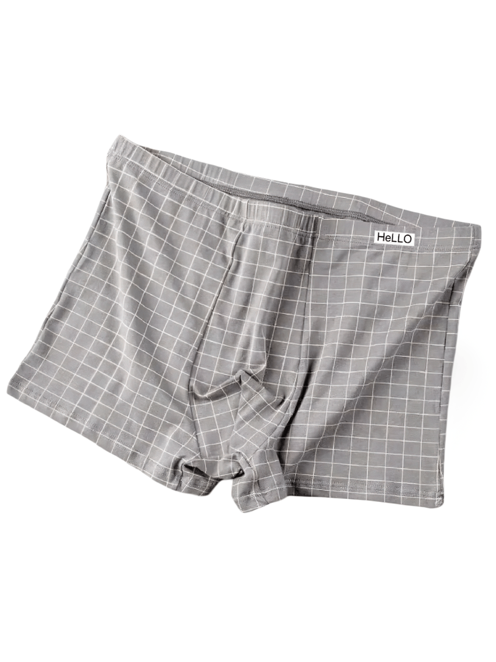 Checked Male Boxers with Everyday Stretch Fit - SF4673 in light gray plaid pattern.