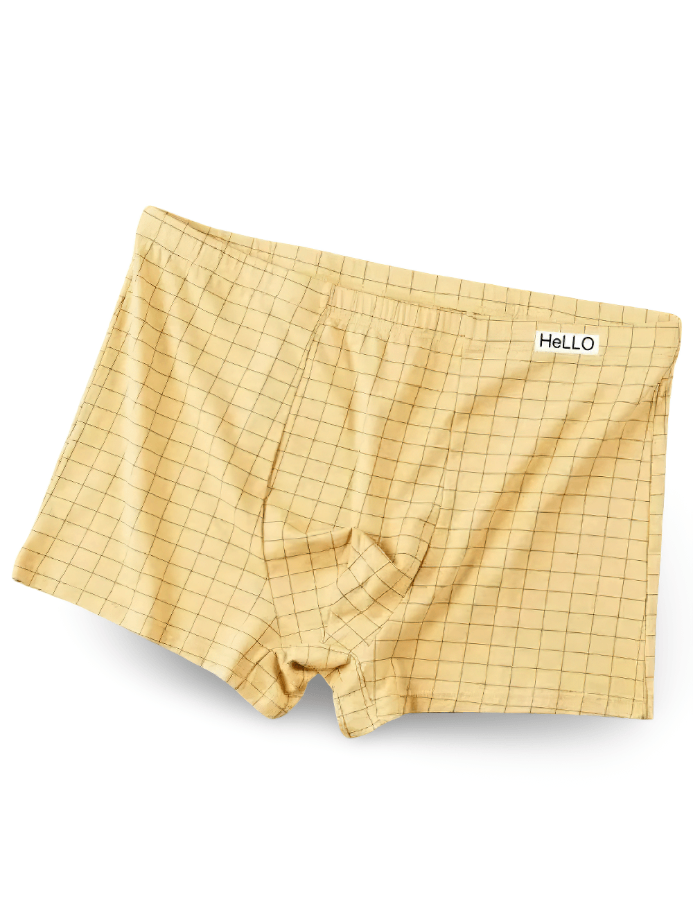Checked Male Boxers with Everyday Stretch Fit - SF4673 in yellow grid pattern for comfy, stylish underwear.
