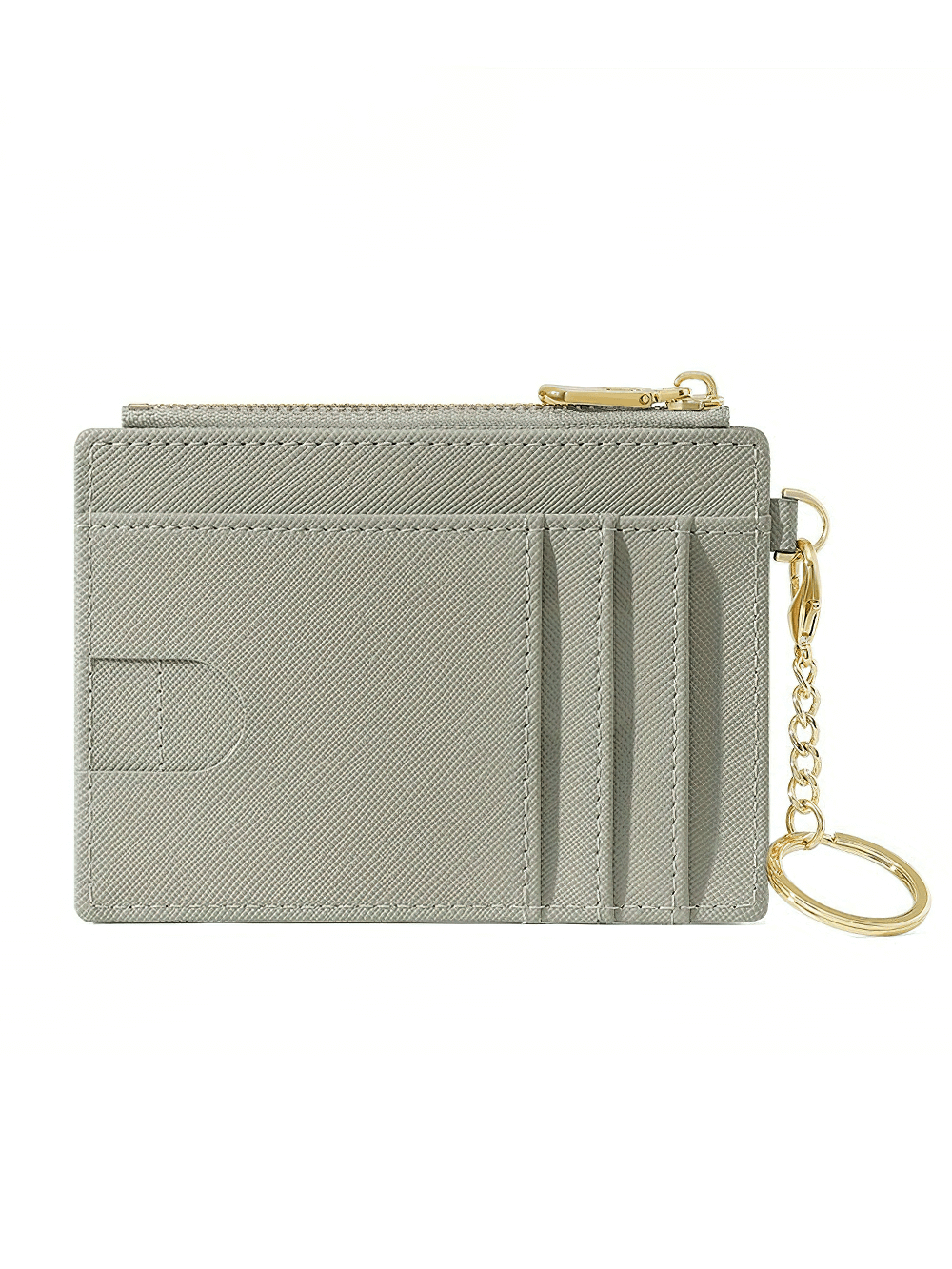 Chic mini PU leather wallet with card slots and keychain, featuring secure zipper closure and compact design. Perfect for gifts.