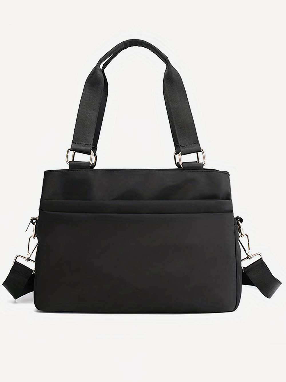 Stylish black nylon tote bag with removable strap, SF2666 - lightweight and water-resistant for versatile use and travel.