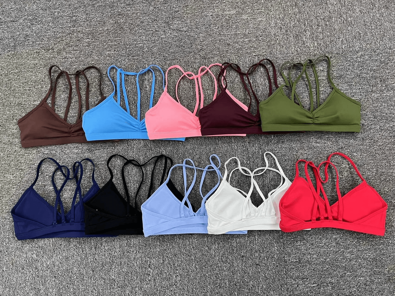 Chic Multi-Strap Sports Bra Collection in Various Colors, Ideal for Active Wear and Fitness Activities, Featuring Strappy Back Design - SF2468