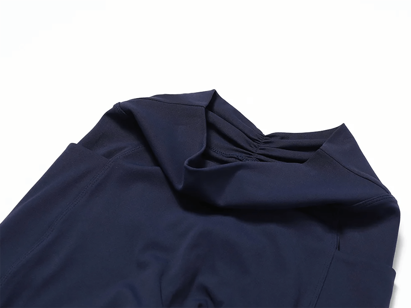 Navy nylon yoga leggings showcasing breathable, quick-dry fabric for women's fitness activities like running and cycling.