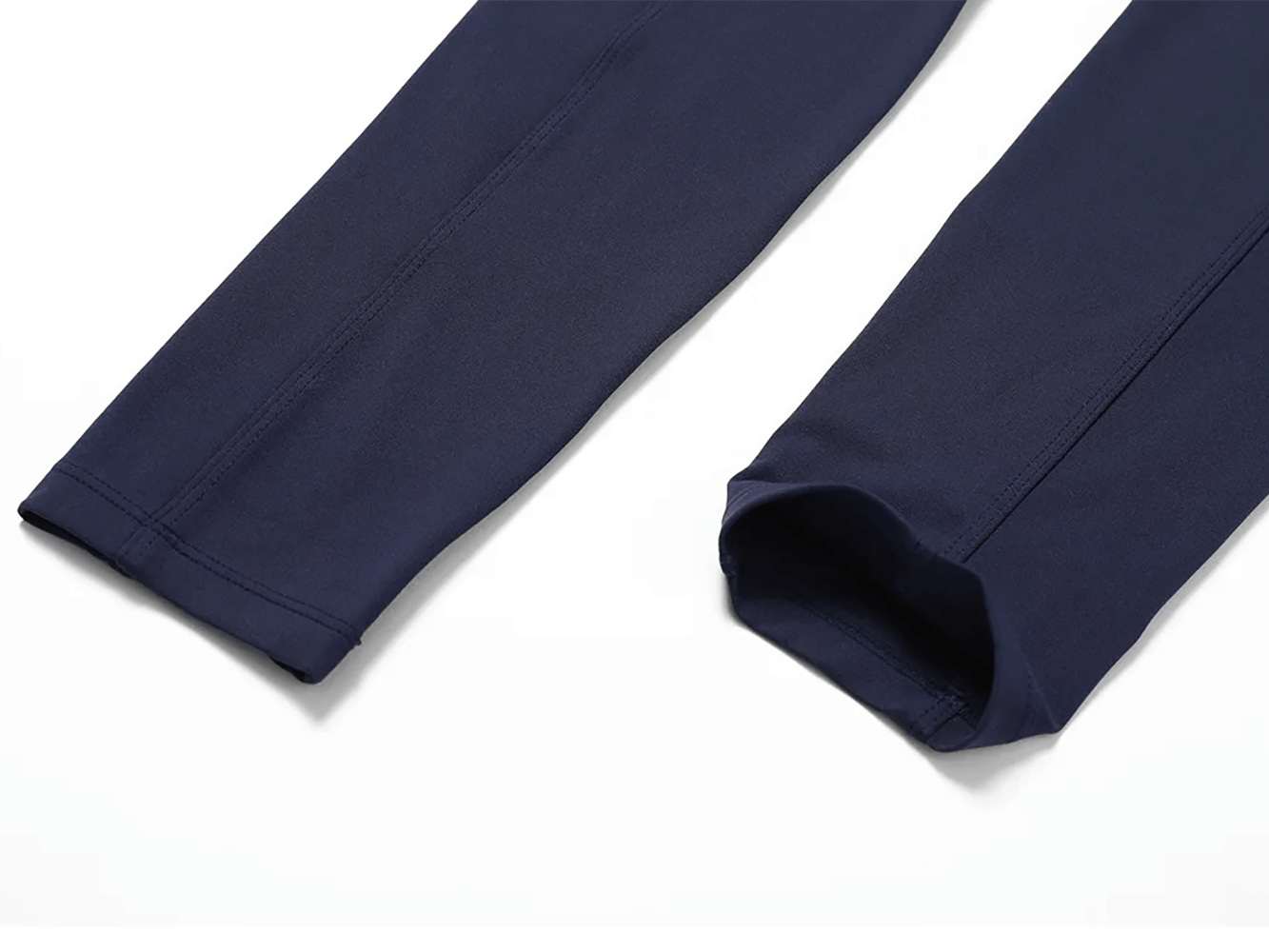 Close-up of navy nylon leggings from women's chic yoga set SF2375, showcasing breathable, quick-dry fabric ideal for fitness activities.