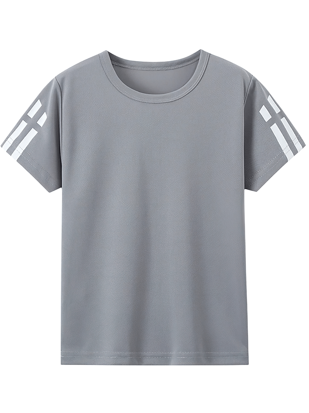 Children's quick-drying sports tee in solid gray with short sleeves, perfect for kids' active wear and moisture-wicking comfort.