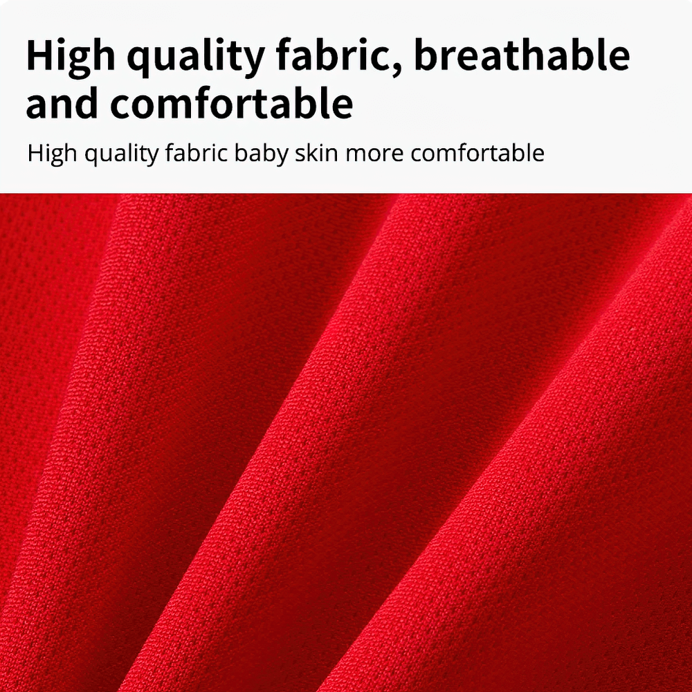 Vibrant red quick-dry fabric showcasing breathable material for comfortable sports wear for kids.