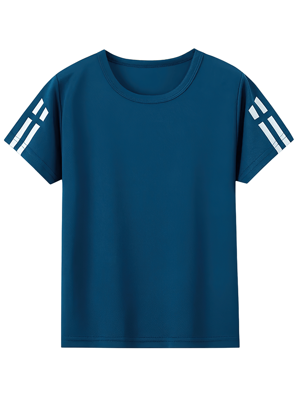 Children's quick-drying sports tee in solid blue, perfect for active kids. Features short sleeves and moisture-wicking fabric.