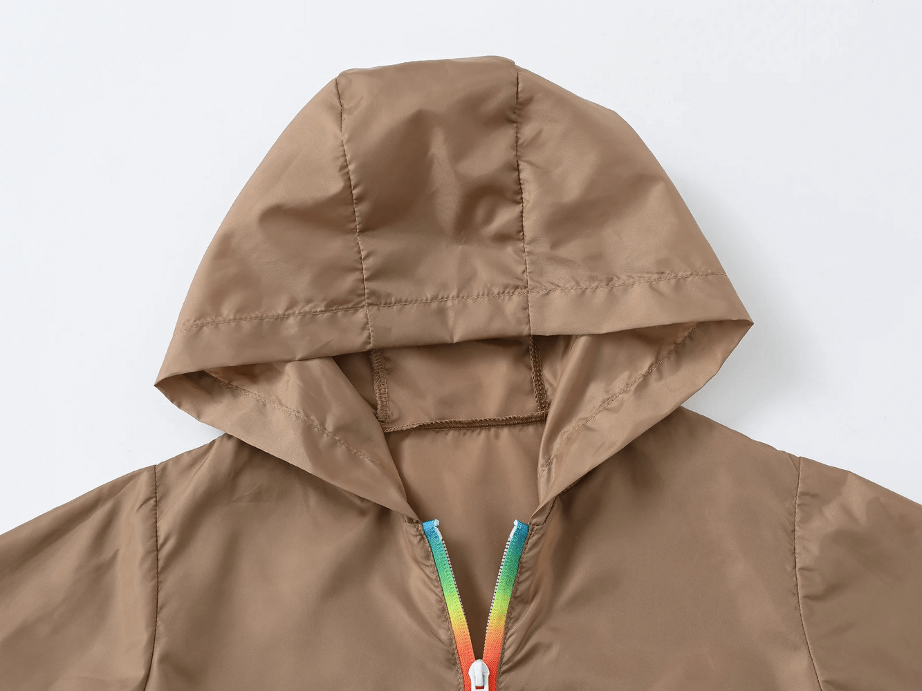 Children's Rainbow Zipper Hooded Jacket - SF3639 with rainbow zipper and protective hood for summer fun