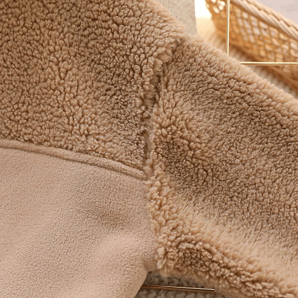 Close-up of Children's Thickened Fleece Hooded Jacket - SF3595 showcasing fluffy fleece texture and stitching details.