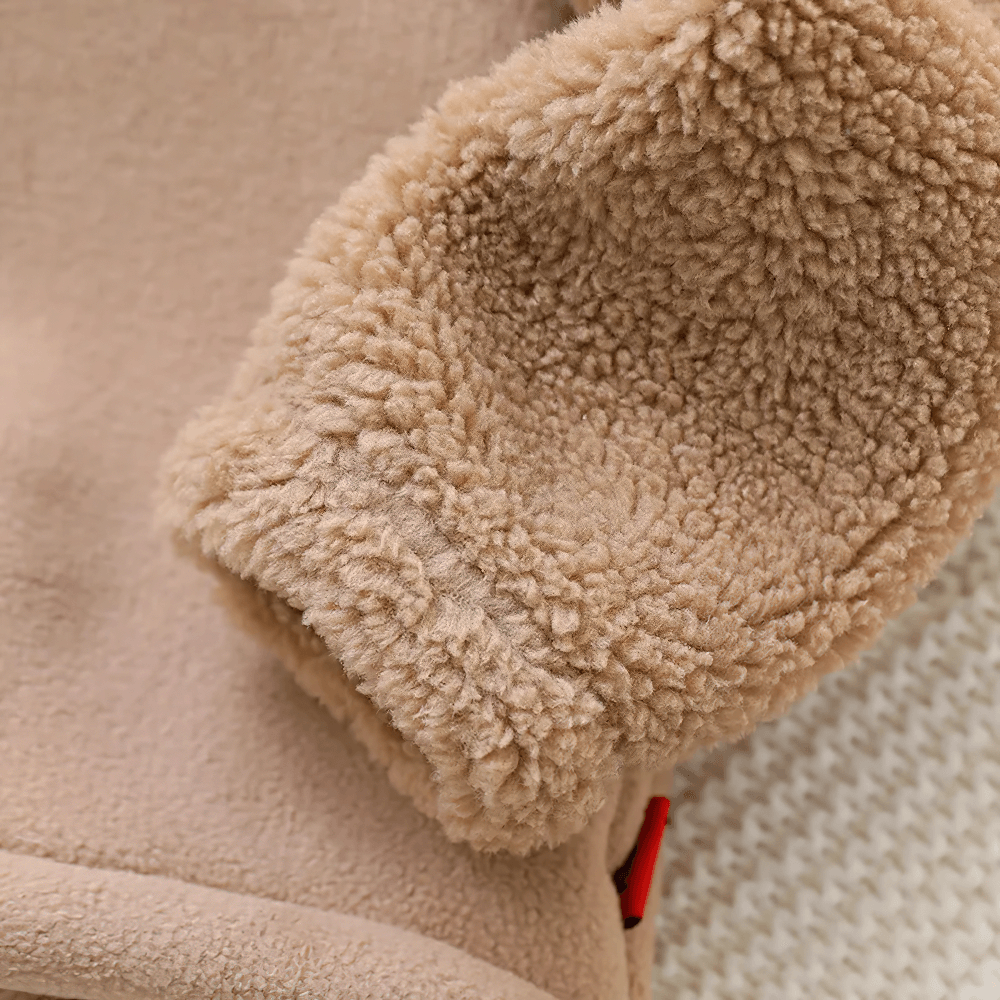 Detail of Children's Thickened Fleece Hooded Jacket - SF3595 showing cozy fleece texture for warmth.