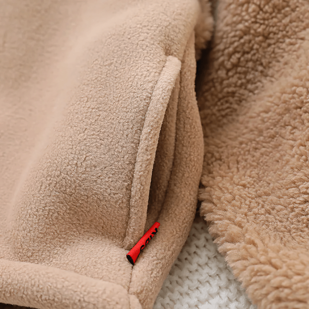 Close-up of Children's Thickened Fleece Hooded Jacket - SF3595 showing soft fleece fabric and stylish design.