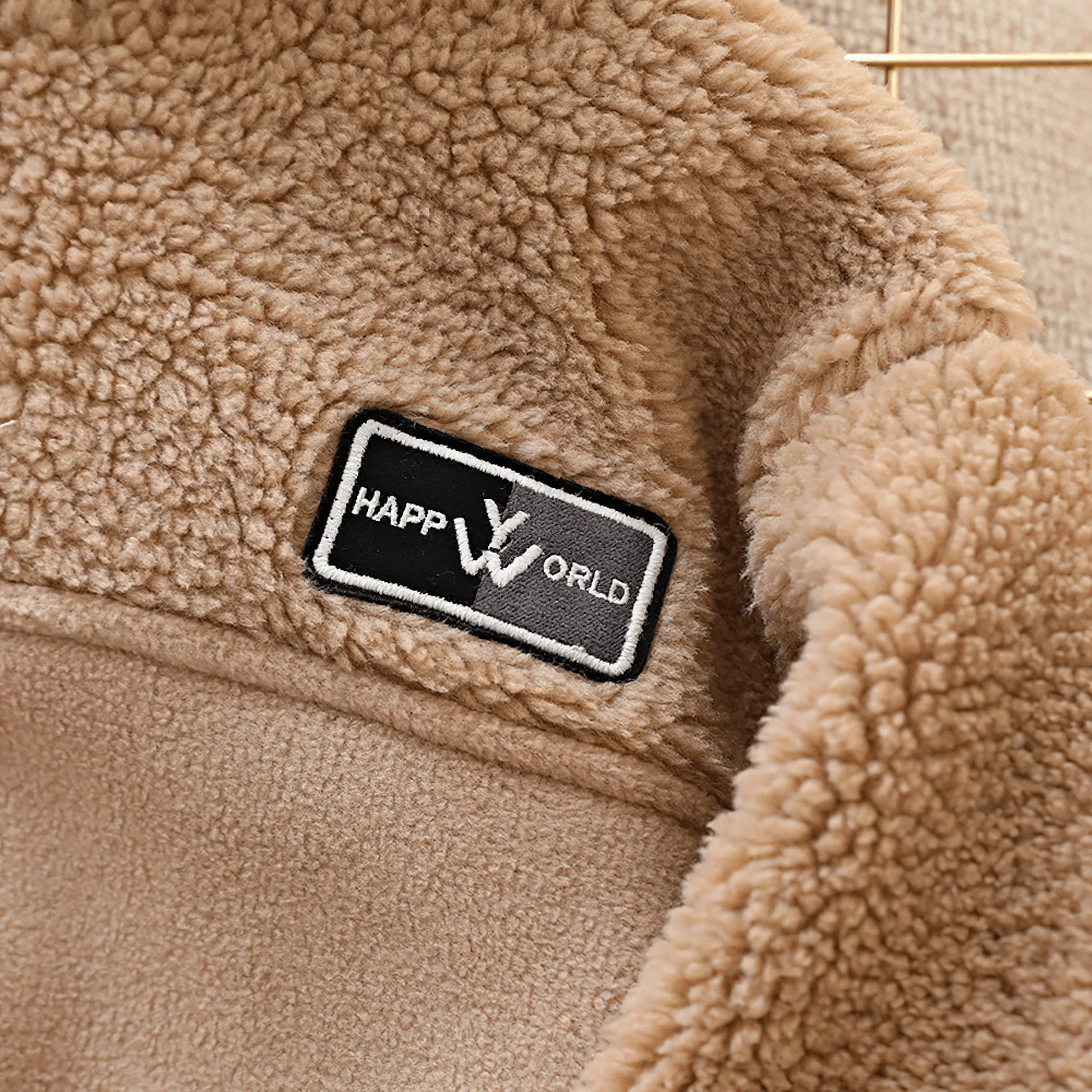 Close-up of the soft fleece lining on the Children's Thickened Fleece Hooded Jacket - SF3595, showcasing the cozy texture and label.