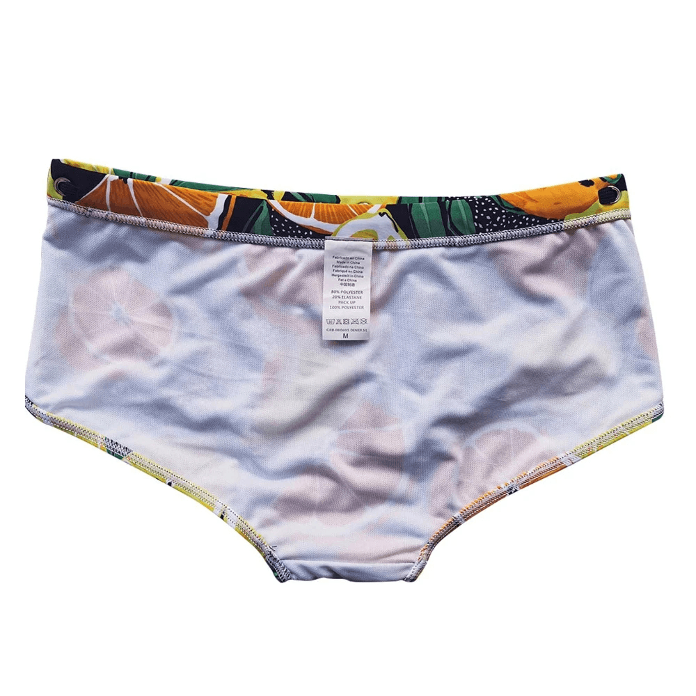 Citrus Pattern Swim Briefs for Beach and Surf - SF4711 featuring a vibrant fruit design, perfect for summer fun.