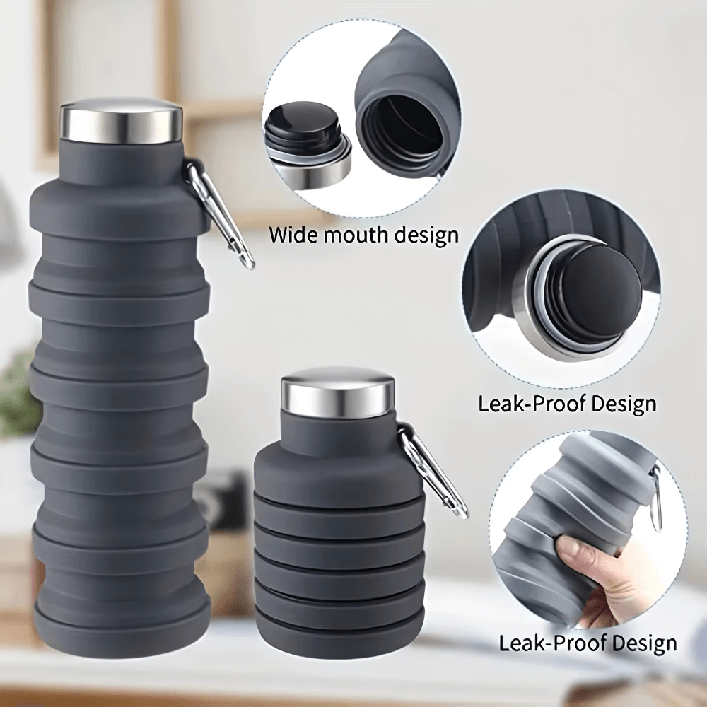 Collapsible Silicone Water Bottle for Hiking - SF3485, featuring leakproof design and wide mouth, perfect for outdoor adventures.