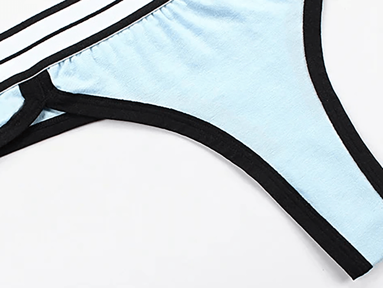 Color Block Cotton Thong with Striped Waistband - SF4634 close-up view highlighting the black trim and sporty design.