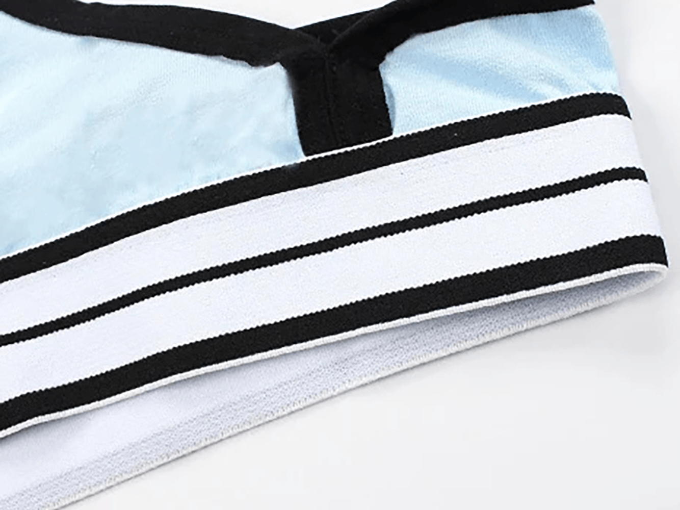 Color Block Cotton Thong with Striped Waistband - SF4634 close-up of striped waistband detail