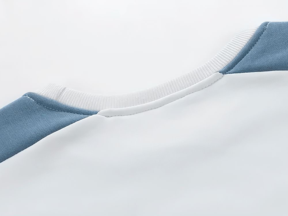 Color Block Crewneck Sweatshirt with Sleeve Patch - SF4700 back view showing contrast raglan sleeves and ribbed trim.