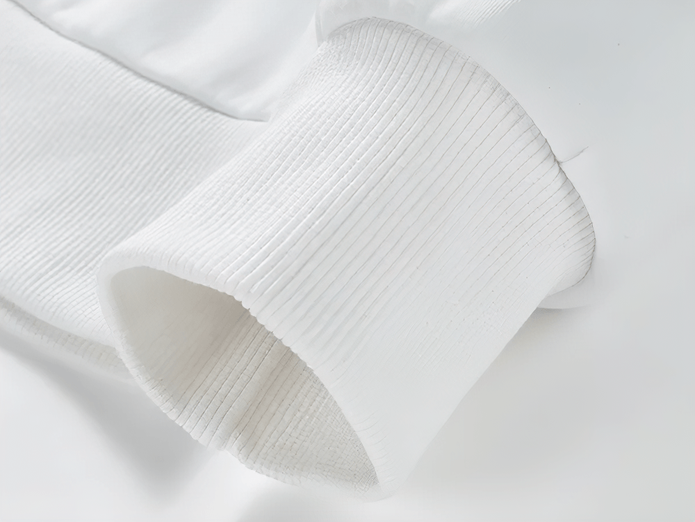 Close-up view of ribbed cuff from the Color Block Crewneck Sweatshirt with Sleeve Patch - SF4700.
