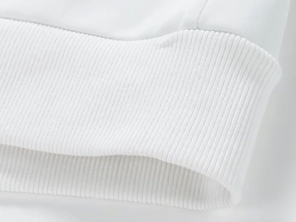 Detail of the ribbed trim on the Color Block Crewneck Sweatshirt with Sleeve Patch - SF4700.