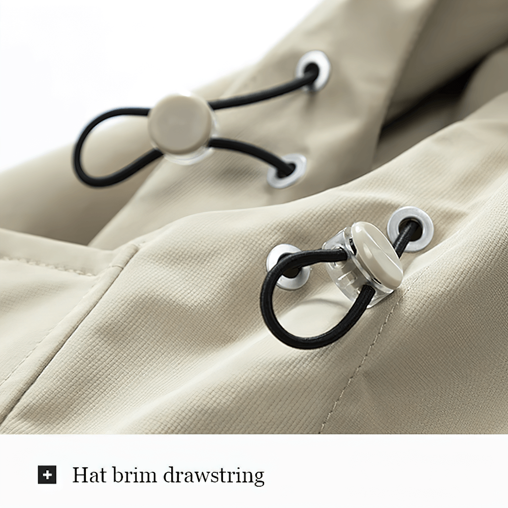 Close-up of adjustable drawstring on Color-Block Jacket with Adjustable Hood and Pockets - SF4204