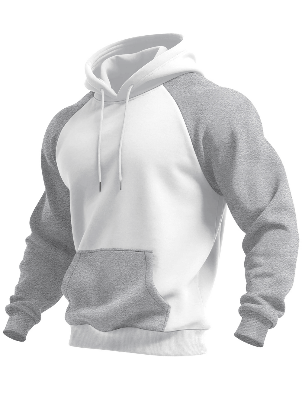 Color Block Pullover Hoodie with Raglan Sleeves - SF4602 displayed on a mannequin, showcasing breathable fabric and sporty design.