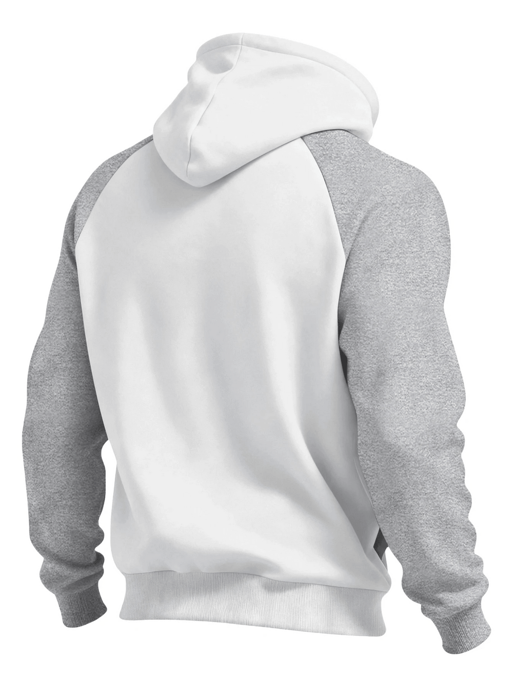 Color Block Pullover Hoodie with Raglan Sleeves - SF4602, showing the back view with light gray sleeves and a white body.