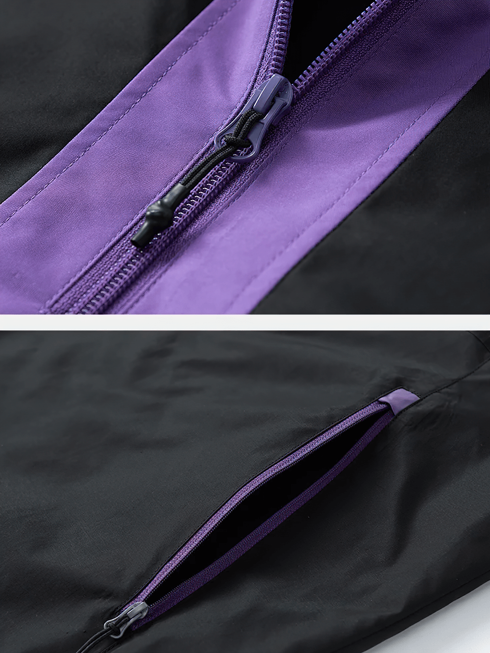 Close-up details of the Colorblock Half Zip Hooded Windbreaker Jacket - SF4689 showing zipper and fabric textures.