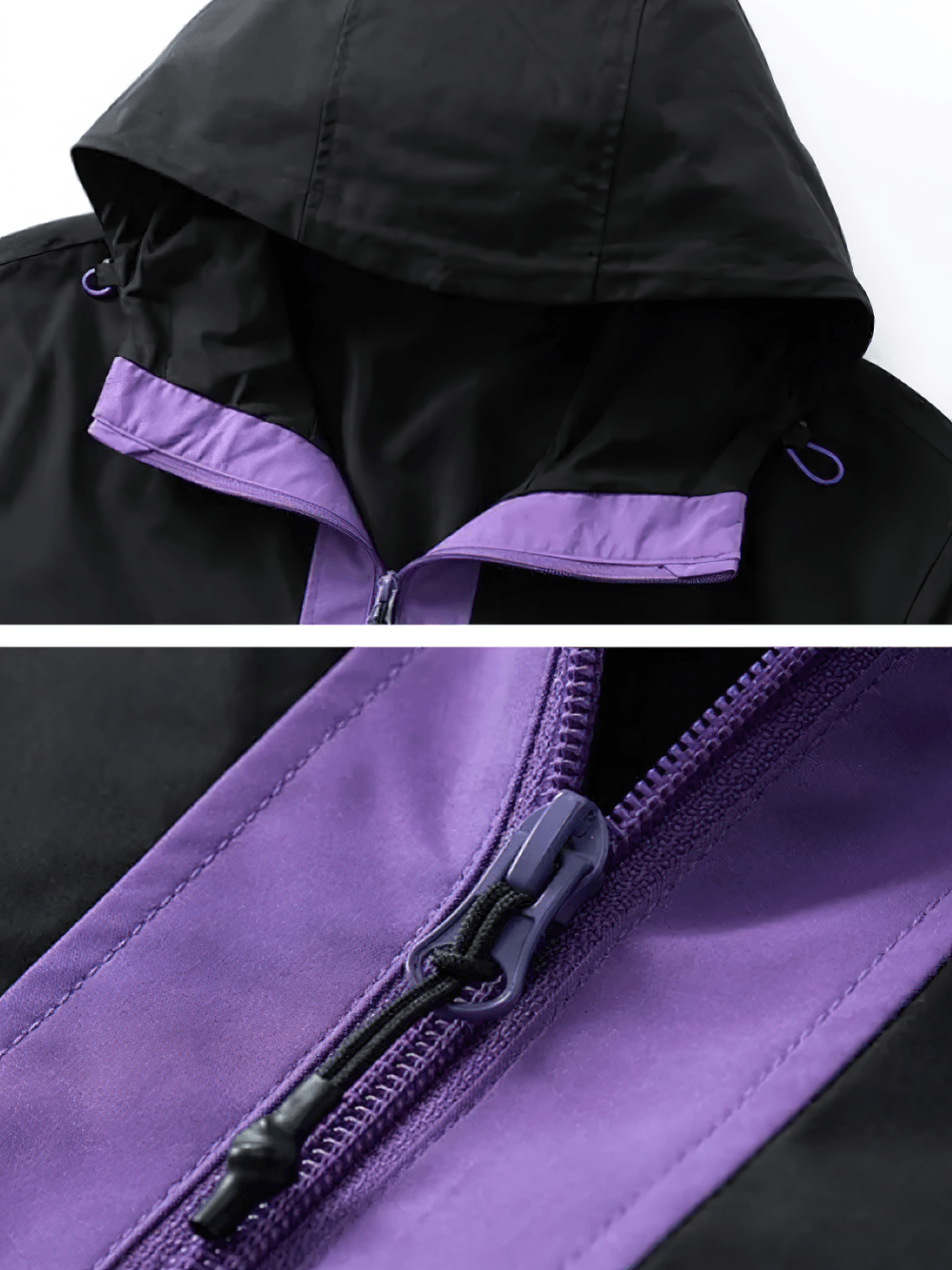 Close-up of the Colorblock Half Zip Hooded Windbreaker Jacket - SF4689 showcasing the hood and zipper details.