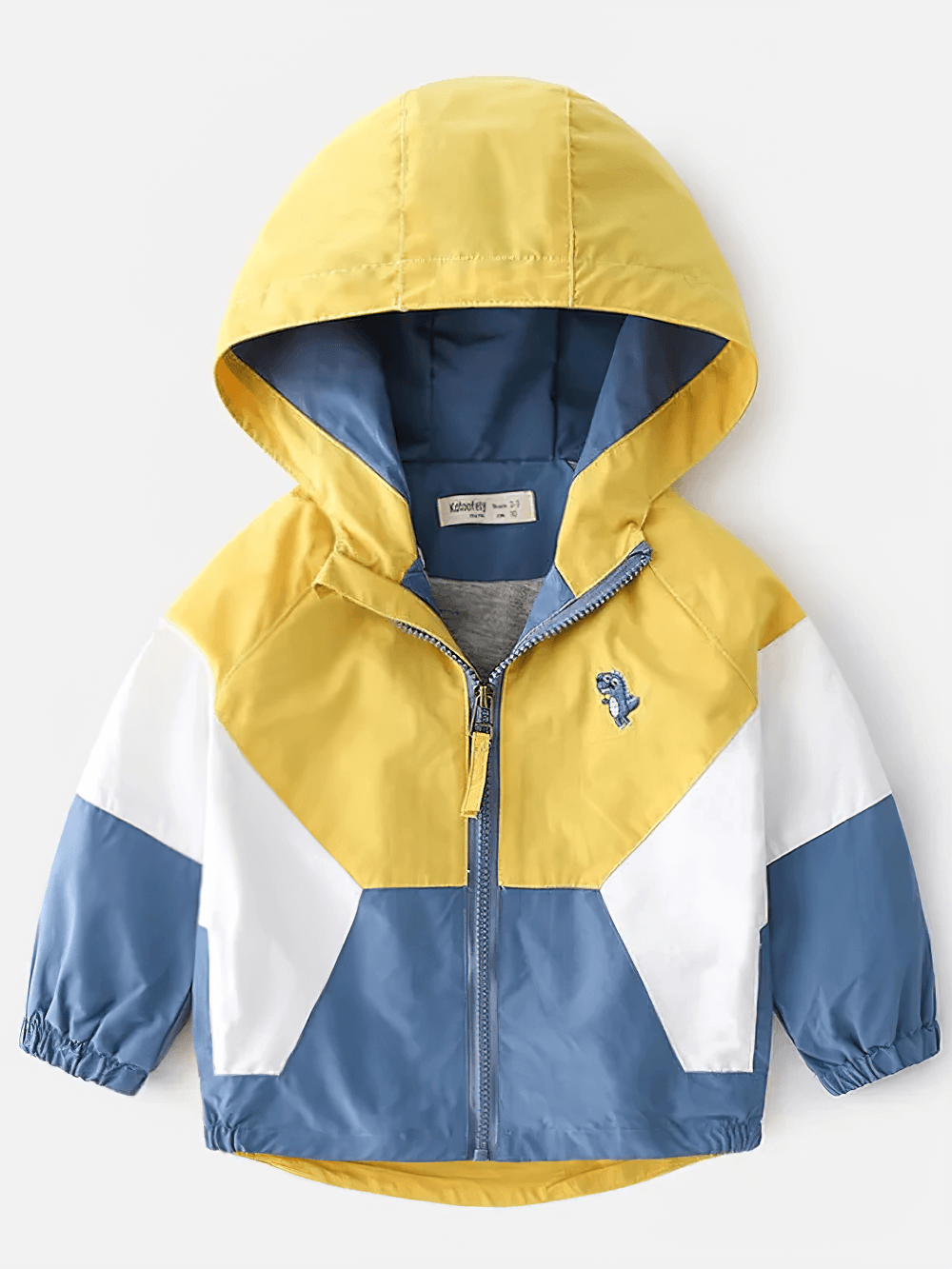 Colorful Colorblock Hooded Windbreaker Jacket for Kids - SF3603 with zipper and hood, perfect for playful, weather-ready style.