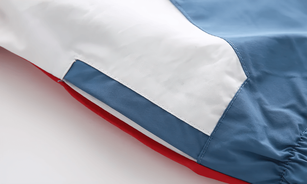 Colorblock Hooded Windbreaker Jacket for Kids - SF3603 patchwork sleeve detail in multicolor design showcasing vibrant style.