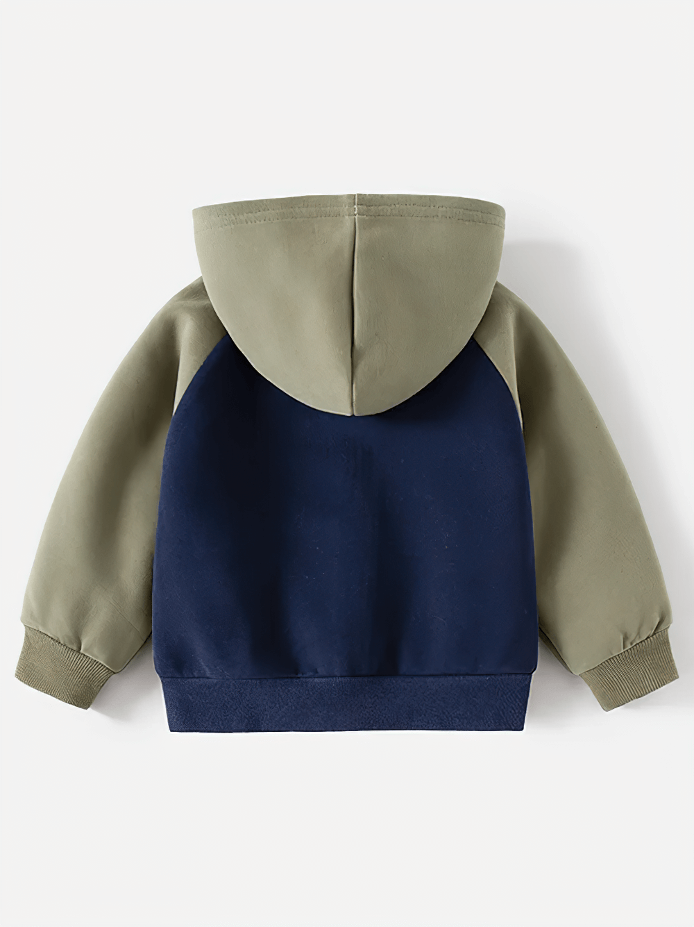 Colorblock Hoodie with Plane Graphic and Zipper - SF3659 in navy and gray, trendy kids' hoodie with a cozy hood and stylish back view.