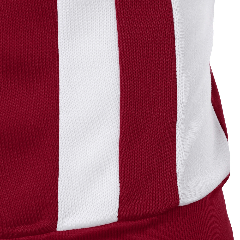 Colorblock Zip Up Bomber Jacket with Stripes - SF4685 featuring bold red and white vertical stripes.