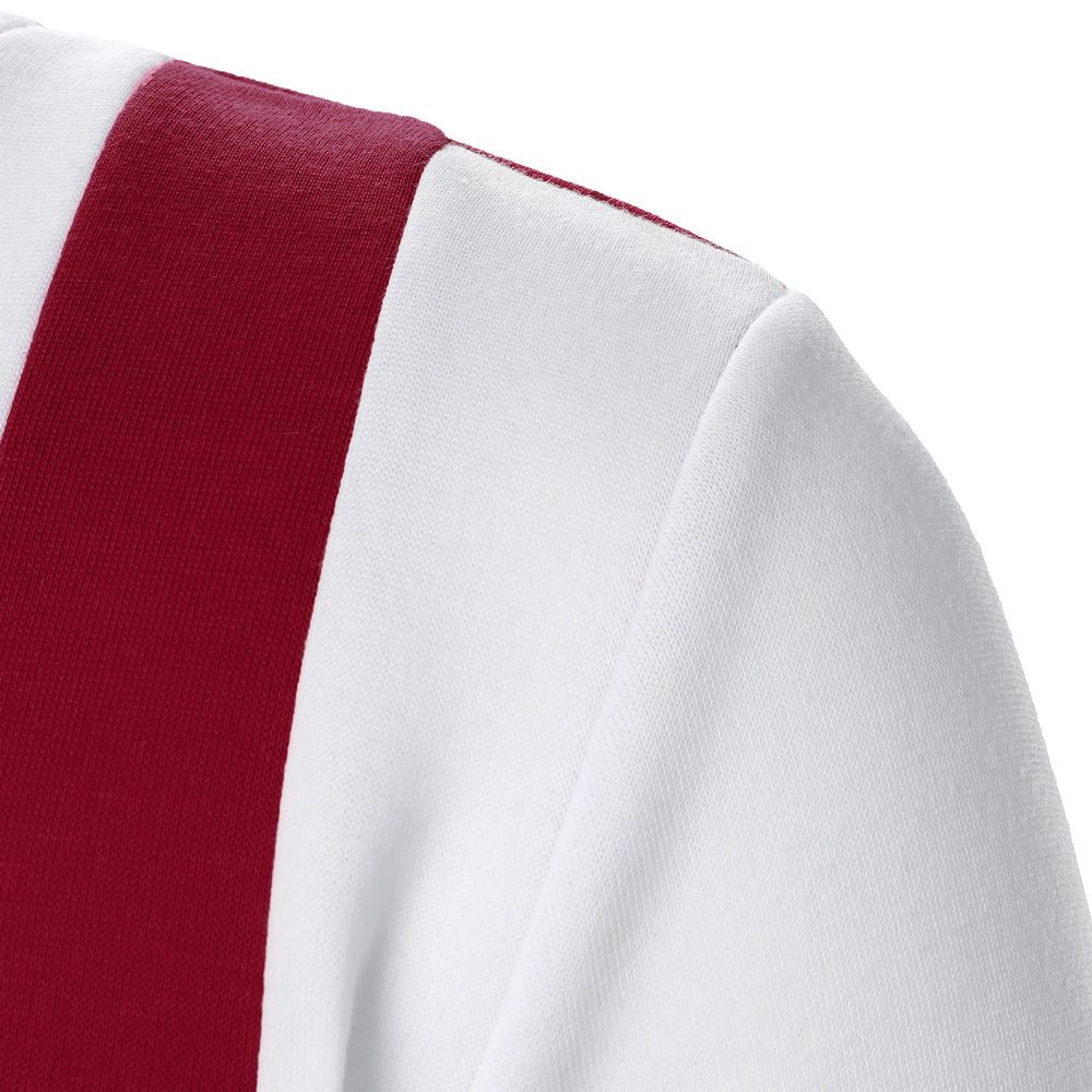 Colorblock Zip Up Bomber Jacket with Stripes - SF4685 close-up of collar and red stripe details.
