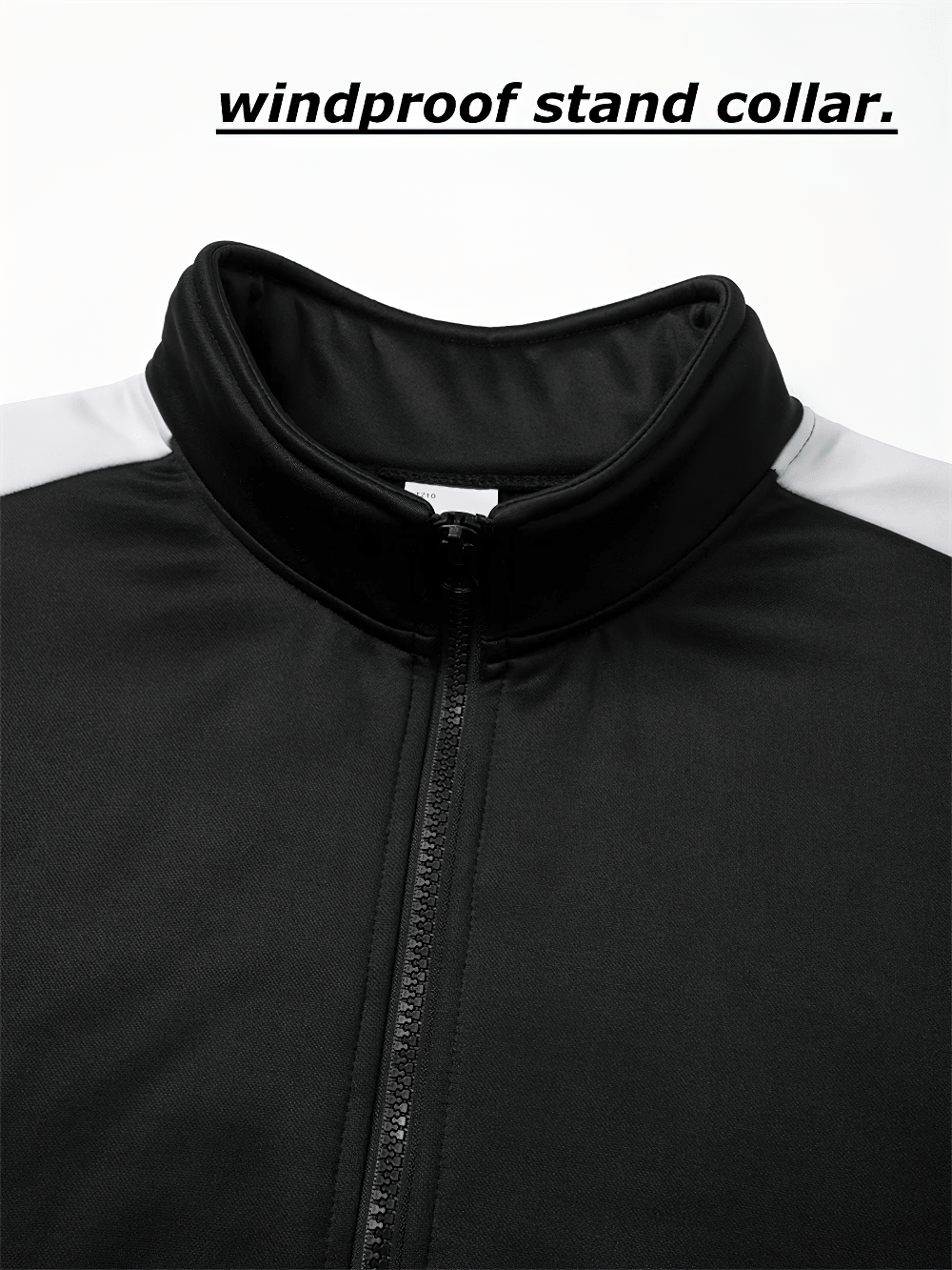 Colorblock Zip-Up Sport Jacket with Kanga Pocket - SF4642 showcasing the windproof stand collar for enhanced comfort.