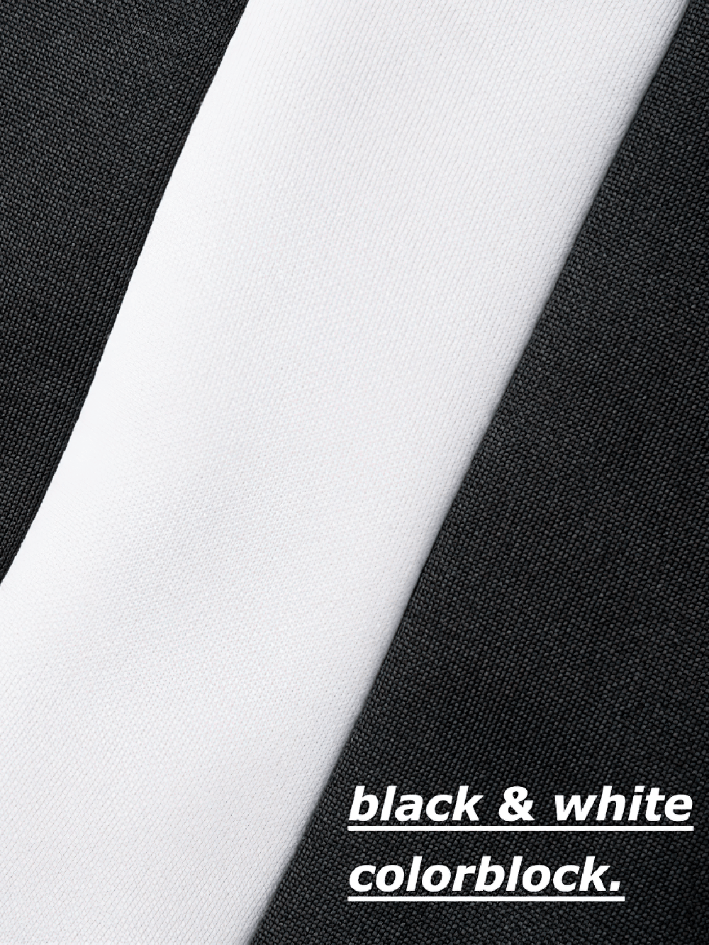 Close-up of black & white colorblock fabric of the Colorblock Zip-Up Sport Jacket with Kanga Pocket - SF4642.