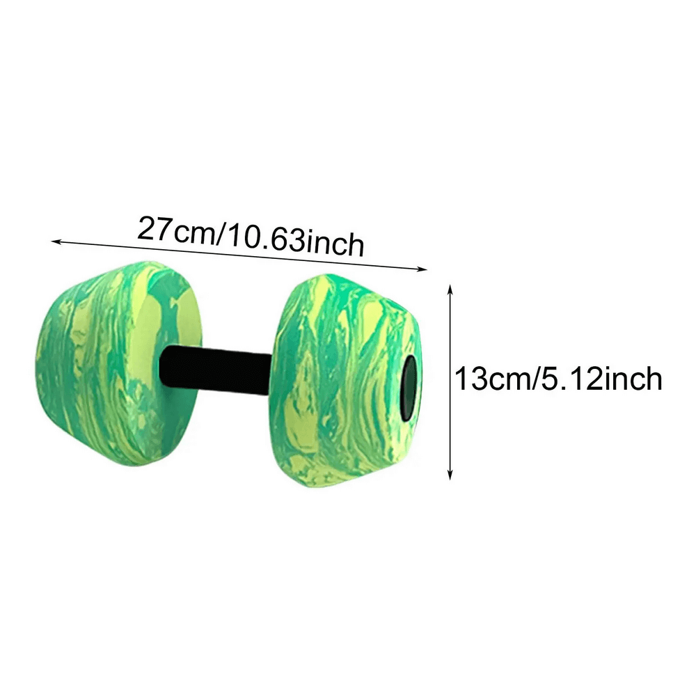 Colorful aqua dumbbell for water aerobics with dimensions 27cm x 13cm. Ideal for pool workouts and muscle toning.