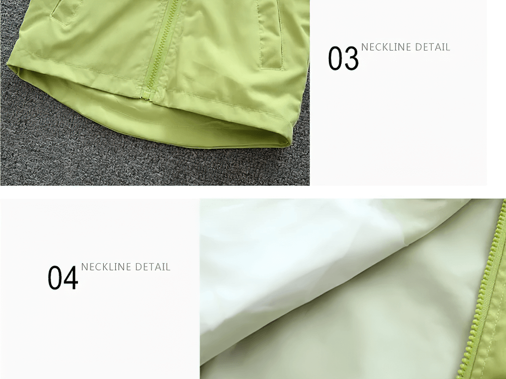 Close-up of neckline detail on Colorful Bear Zipper Windbreaker with Hood - SF3562