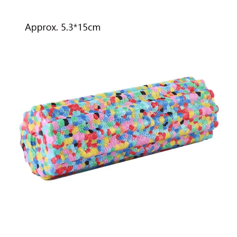 Colorful mini yoga foam roller for effective muscle massage and myofascial release, soft texture, approx. 5.3x15cm