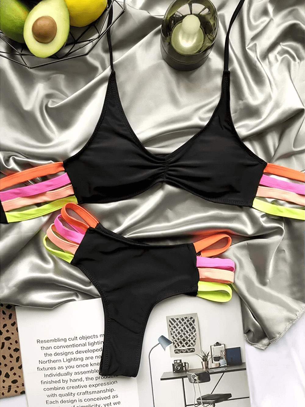 Colorful Patchwork Push-Up Bikini Set for Beach - SF2141