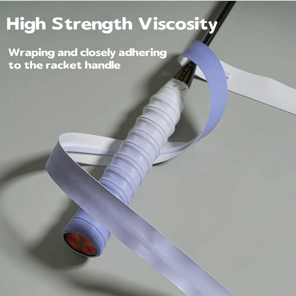 Colorful Racket Grip Wraps for Tennis and Badminton - SF3444, anti-slip grip on racket handle showcasing high-strength adhesion.