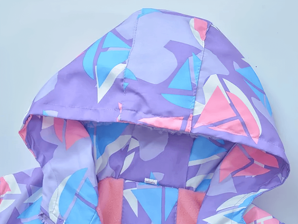 Colorful Windbreaker Jacket with Fleece Lining - SF3579 featuring vibrant geometric design and soft fleece interior for kids