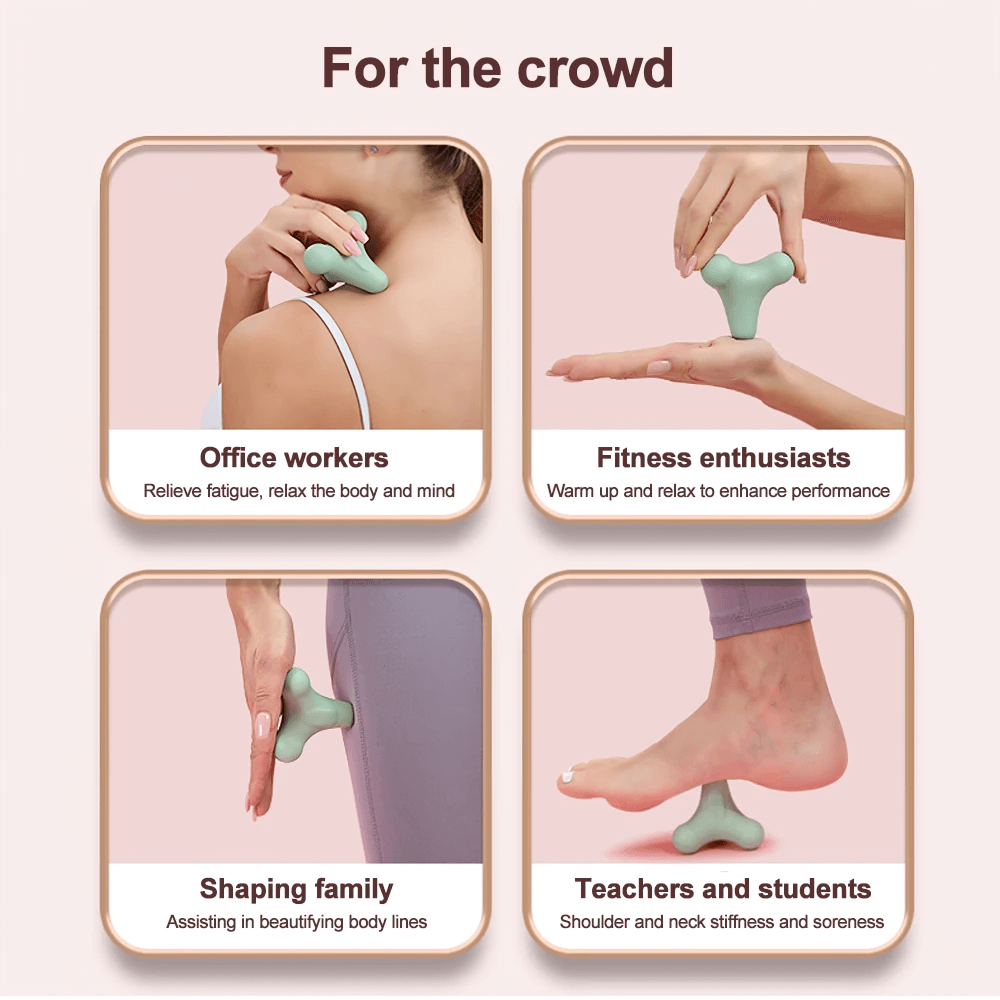Compact 3D massage ball used for muscle relaxation by office workers, fitness enthusiasts, shaping families, and students.